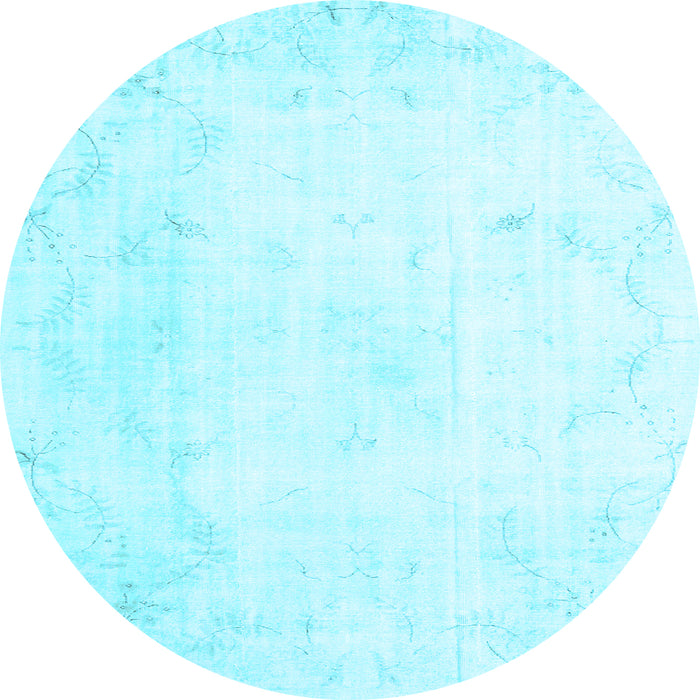 Round Machine Washable Persian Light Blue Traditional Rug, wshtr3853lblu