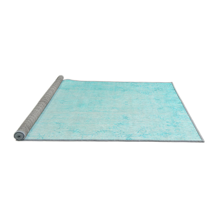 Sideview of Machine Washable Persian Light Blue Traditional Rug, wshtr3853lblu