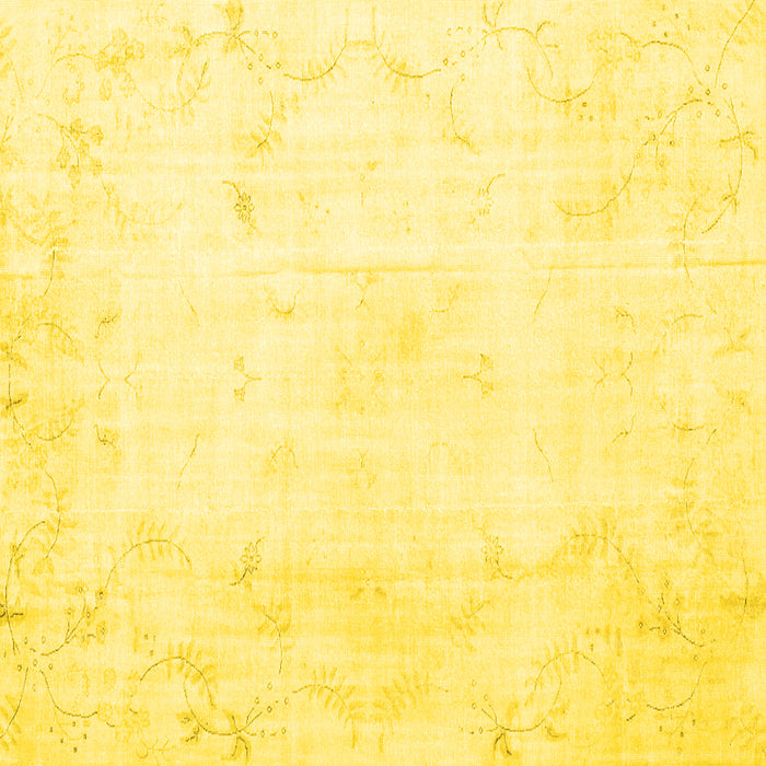 Square Machine Washable Persian Yellow Traditional Rug, wshtr3853yw