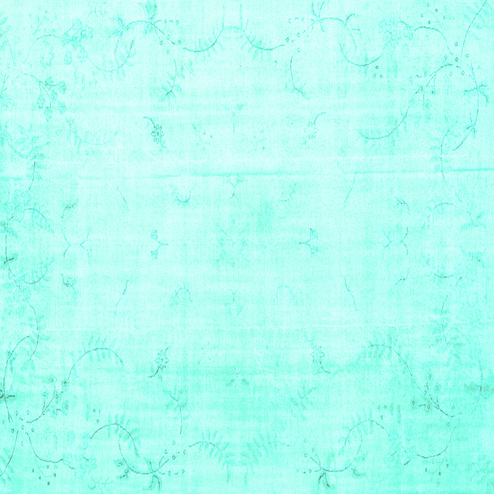 Square Machine Washable Persian Turquoise Traditional Area Rugs, wshtr3853turq