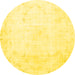 Round Persian Yellow Traditional Rug, tr3853yw