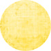Round Machine Washable Persian Yellow Traditional Rug, wshtr3853yw