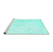 Sideview of Machine Washable Persian Turquoise Traditional Area Rugs, wshtr3853turq
