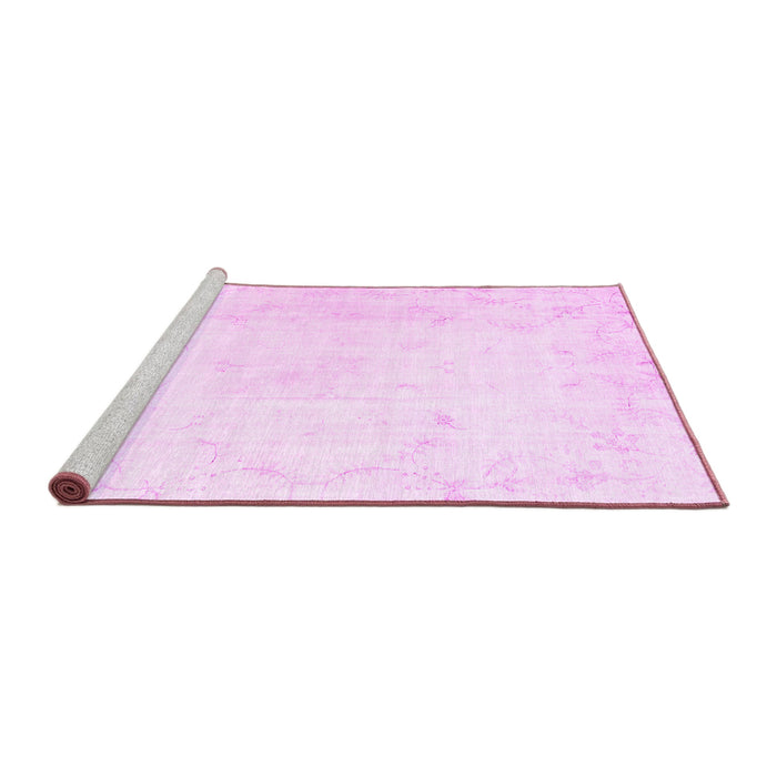 Sideview of Machine Washable Persian Pink Traditional Rug, wshtr3853pnk