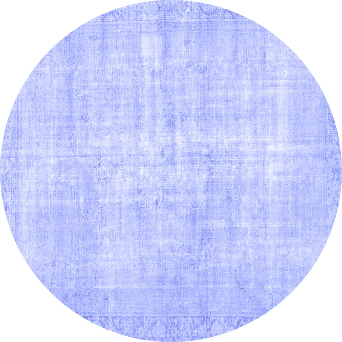 Round Machine Washable Persian Blue Traditional Rug, wshtr3854blu