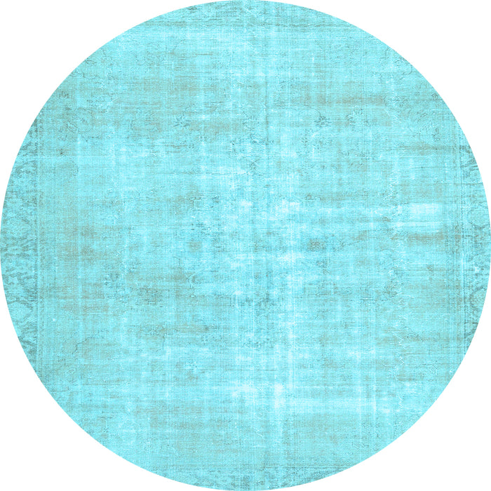 Round Machine Washable Persian Light Blue Traditional Rug, wshtr3854lblu