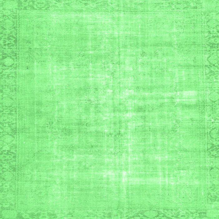 Square Machine Washable Persian Emerald Green Traditional Area Rugs, wshtr3854emgrn