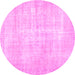 Round Persian Pink Traditional Rug, tr3854pnk