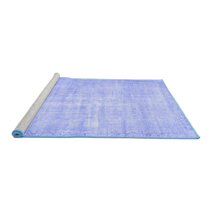 Sideview of Machine Washable Persian Blue Traditional Rug, wshtr3854blu