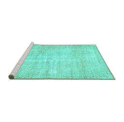 Sideview of Machine Washable Persian Turquoise Traditional Area Rugs, wshtr3854turq