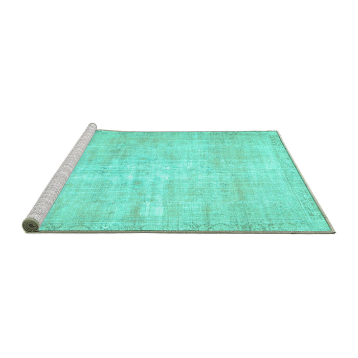 Sideview of Machine Washable Persian Turquoise Traditional Area Rugs, wshtr3854turq
