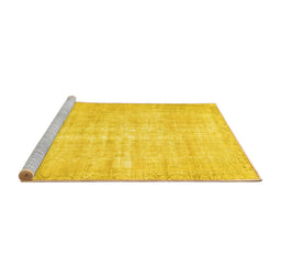 Sideview of Machine Washable Persian Yellow Traditional Rug, wshtr3854yw