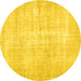 Round Machine Washable Persian Yellow Traditional Rug, wshtr3854yw