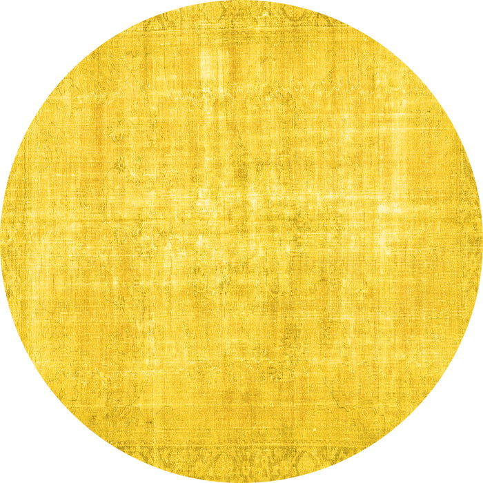 Round Persian Yellow Traditional Rug, tr3854yw