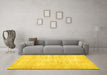 Machine Washable Persian Yellow Traditional Rug in a Living Room, wshtr3854yw