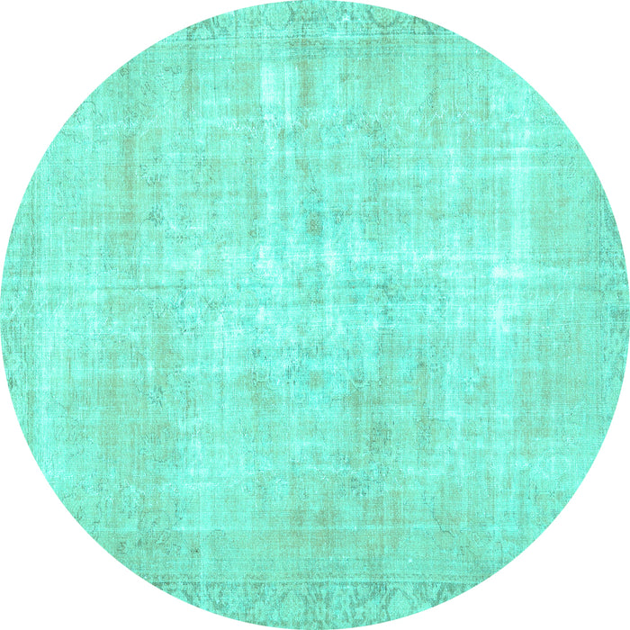 Round Persian Turquoise Traditional Rug, tr3854turq