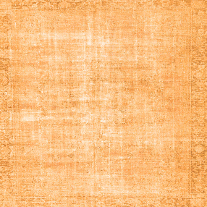 Round Machine Washable Persian Orange Traditional Area Rugs, wshtr3854org