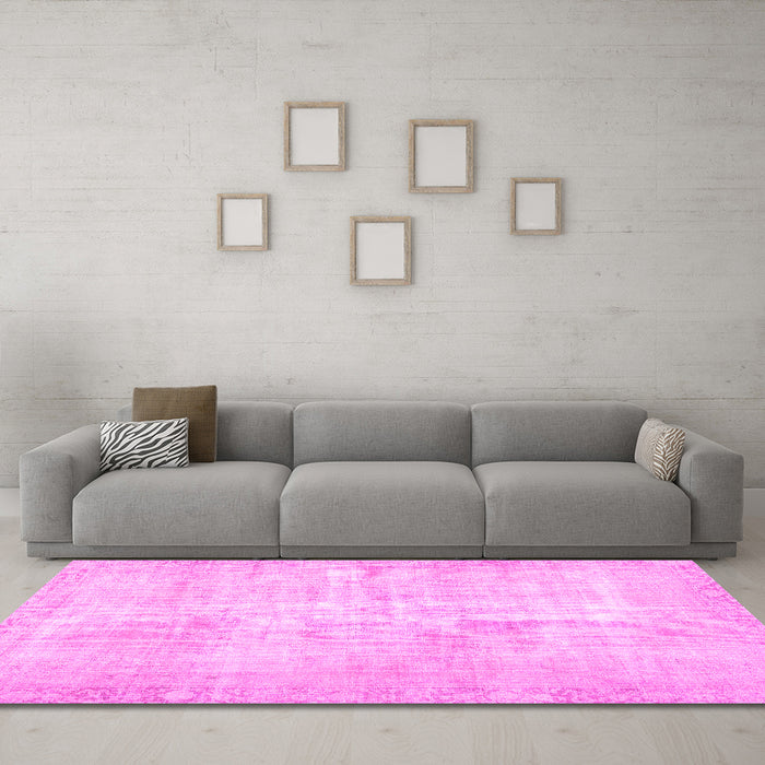 Machine Washable Persian Pink Traditional Rug in a Living Room, wshtr3854pnk