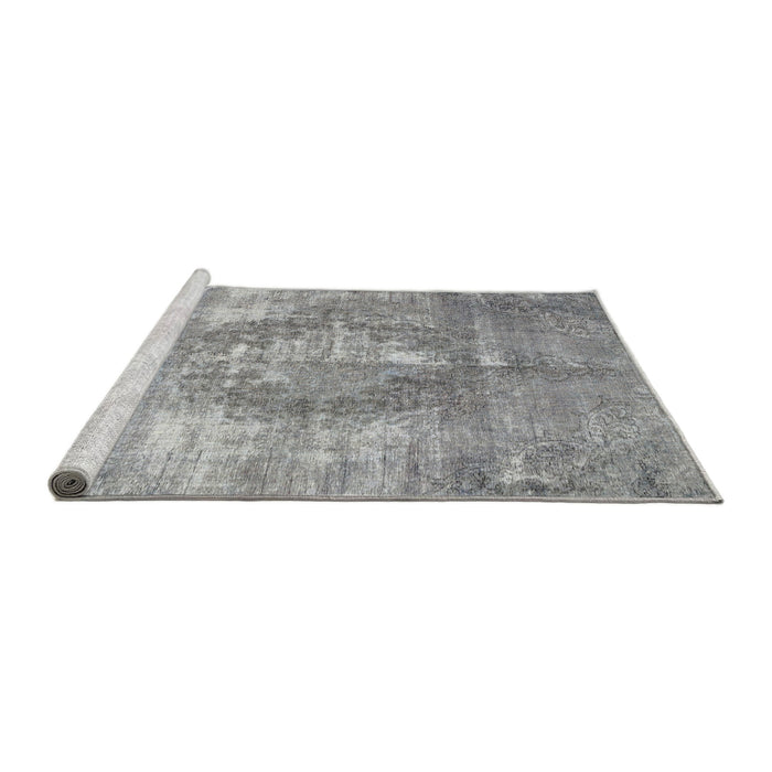 Sideview of Machine Washable Traditional Grey Gray Rug, wshtr3855