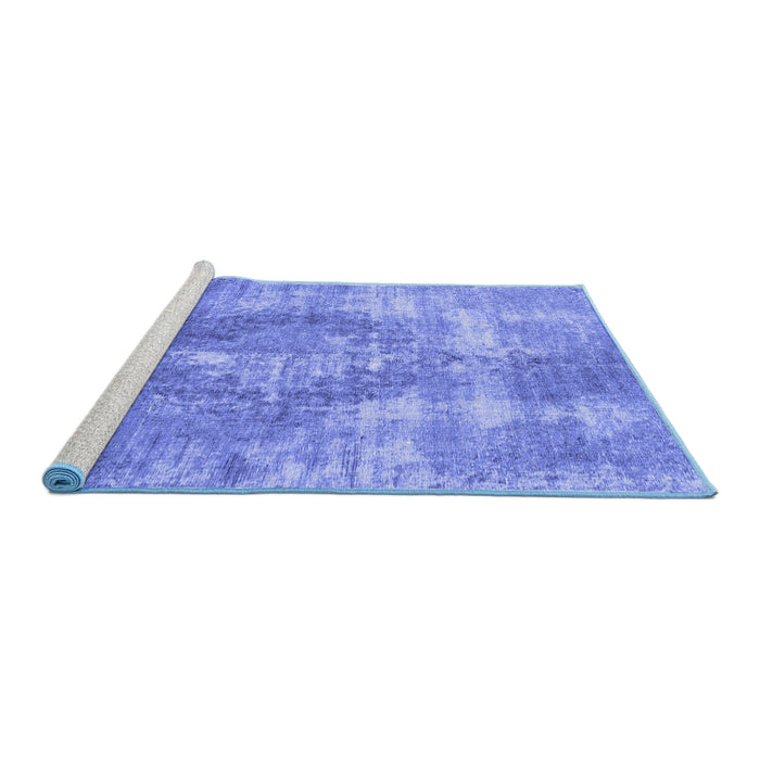 Sideview of Machine Washable Persian Blue Traditional Rug, wshtr3855blu