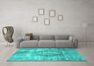 Machine Washable Persian Turquoise Traditional Area Rugs in a Living Room,, wshtr3855turq