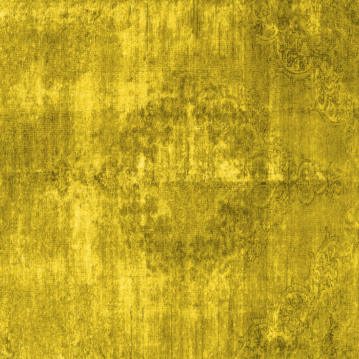 Square Machine Washable Persian Yellow Traditional Rug, wshtr3855yw