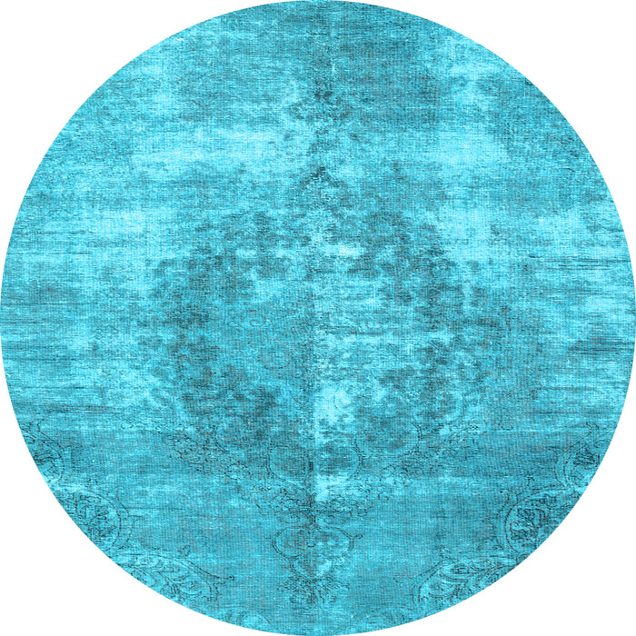 Round Machine Washable Persian Light Blue Traditional Rug, wshtr3855lblu