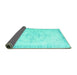 Sideview of Persian Turquoise Traditional Rug, tr3856turq