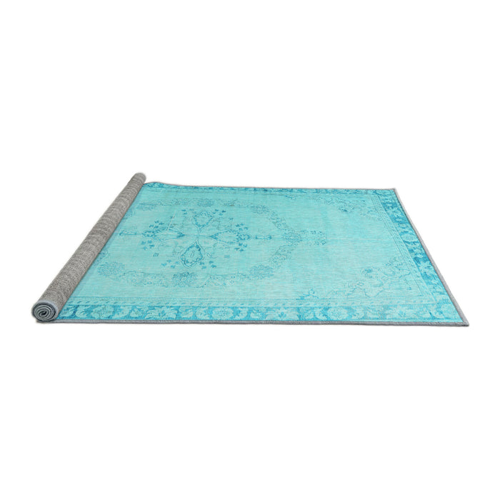 Sideview of Machine Washable Persian Light Blue Traditional Rug, wshtr3856lblu
