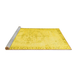Sideview of Machine Washable Persian Yellow Traditional Rug, wshtr3856yw