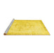 Sideview of Machine Washable Persian Yellow Traditional Rug, wshtr3856yw