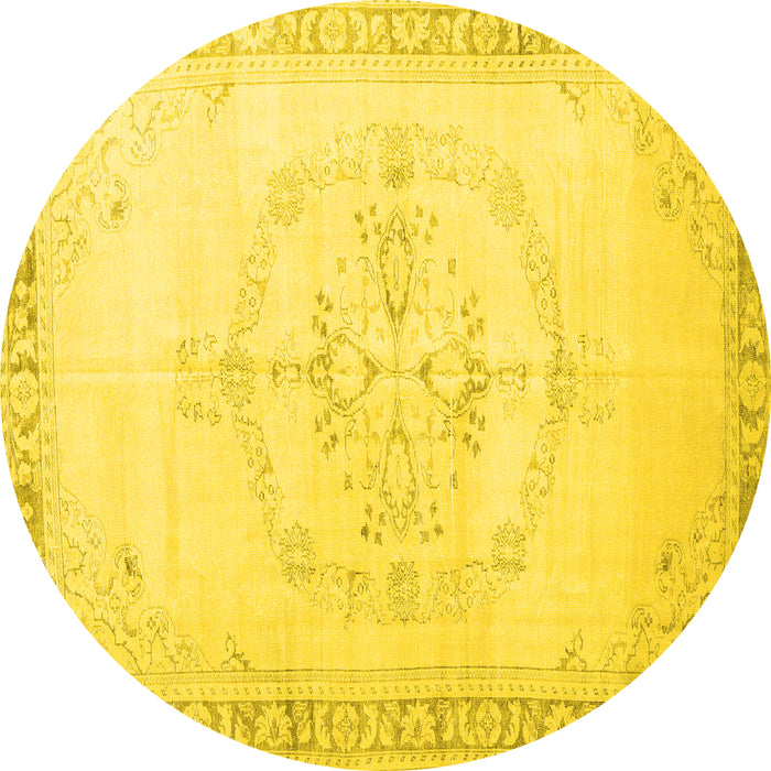 Round Persian Yellow Traditional Rug, tr3856yw