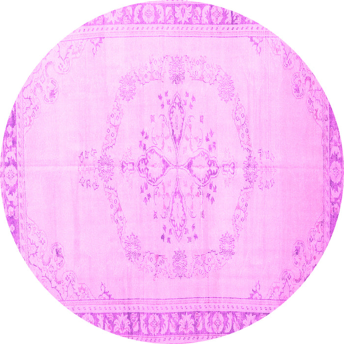 Round Machine Washable Persian Pink Traditional Rug, wshtr3856pnk