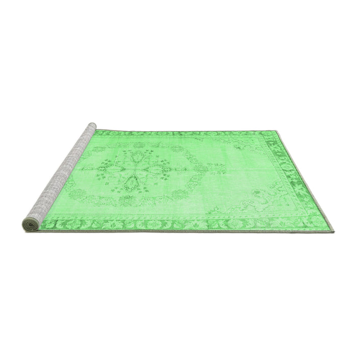 Sideview of Machine Washable Persian Emerald Green Traditional Area Rugs, wshtr3856emgrn