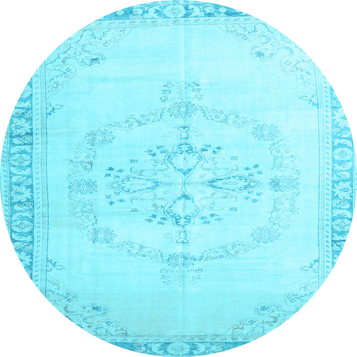 Round Persian Light Blue Traditional Rug, tr3856lblu