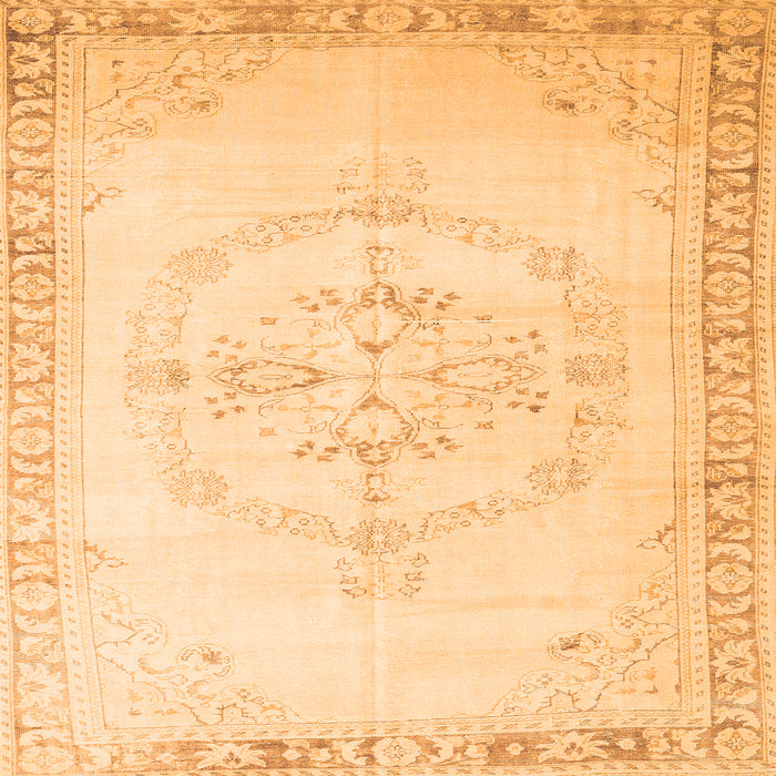 Round Machine Washable Persian Orange Traditional Area Rugs, wshtr3856org