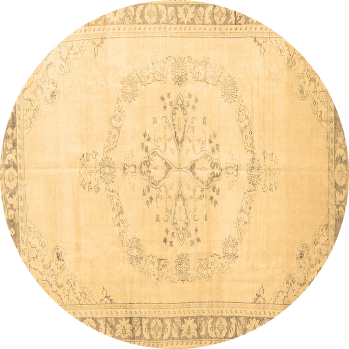 Round Persian Brown Traditional Rug, tr3856brn