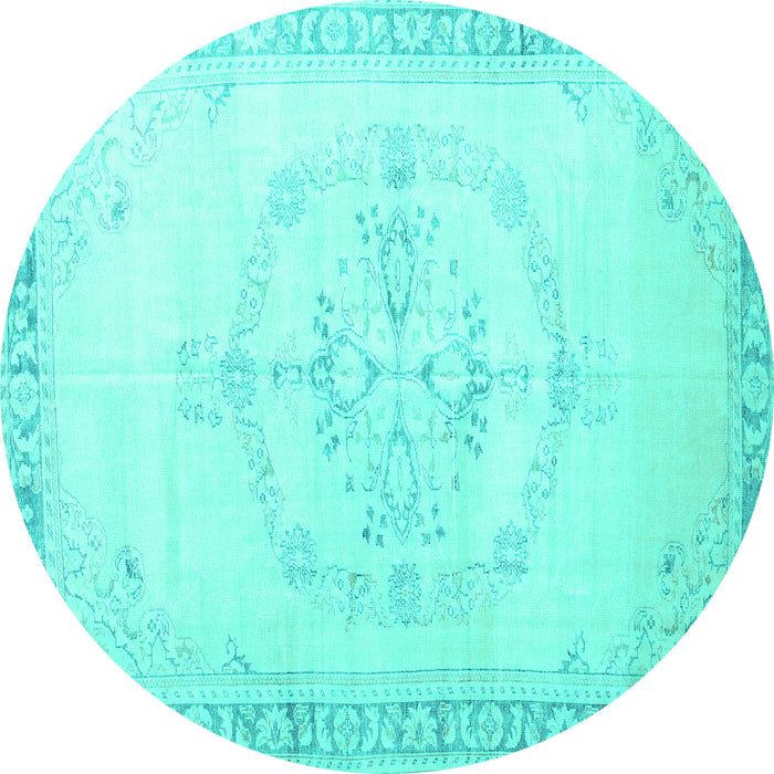 Round Persian Turquoise Traditional Rug, tr3856turq