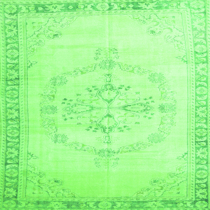 Round Machine Washable Persian Green Traditional Area Rugs, wshtr3856grn