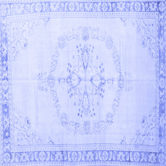 Square Machine Washable Persian Blue Traditional Rug, wshtr3856blu