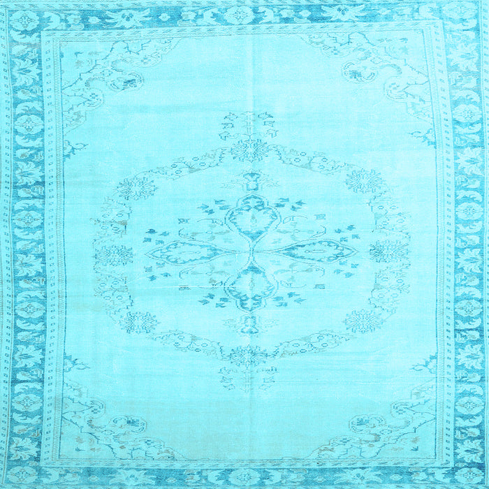 Square Machine Washable Persian Light Blue Traditional Rug, wshtr3856lblu