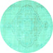 Round Persian Turquoise Traditional Rug, tr3857turq