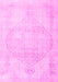 Machine Washable Persian Pink Traditional Rug, wshtr3857pnk