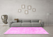 Machine Washable Persian Pink Traditional Rug in a Living Room, wshtr3857pnk