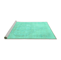 Sideview of Machine Washable Persian Turquoise Traditional Area Rugs, wshtr3857turq