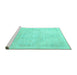 Sideview of Machine Washable Persian Turquoise Traditional Area Rugs, wshtr3857turq