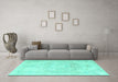 Machine Washable Persian Turquoise Traditional Area Rugs in a Living Room,, wshtr3857turq