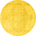 Round Persian Yellow Traditional Rug, tr3857yw