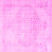 Square Machine Washable Persian Pink Traditional Rug, wshtr3857pnk