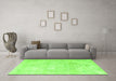 Machine Washable Persian Green Traditional Area Rugs in a Living Room,, wshtr3857grn